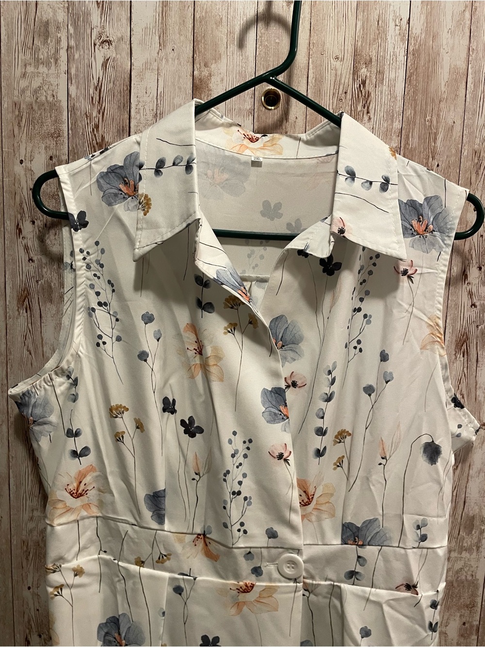 Sleeveless Floral Maxi Dress in Ivory with Blue & Peach Blooms